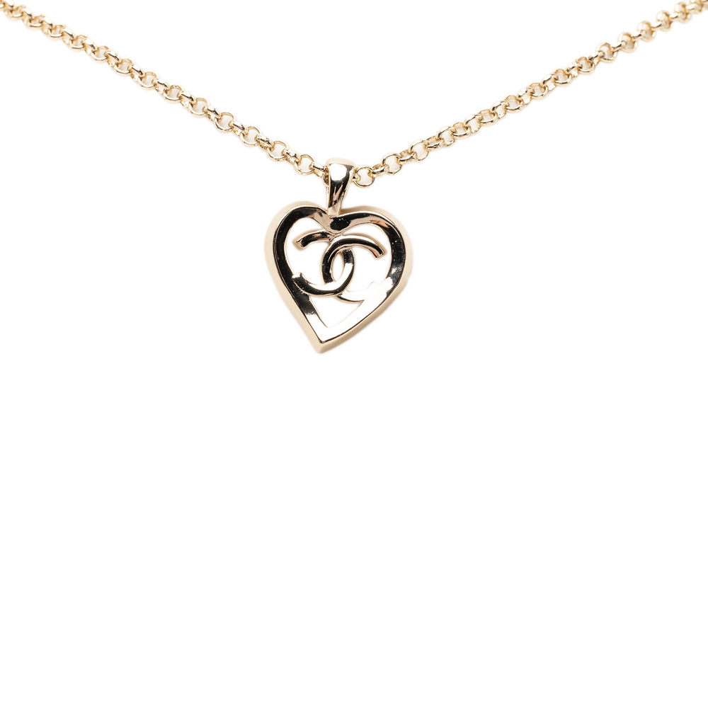 Pre-Loved Chanel CC Gold Plated Heart Pendant Necklace - Picture 1 of 5